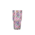 Vista dettagliata del vivace motivo mandala boho su un bicchiere in acciaio inox da 30oz - Confezione da 30oz / Motivo 15 (Mandala Bohémien)