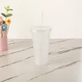 Matwitte 710 ml PP-plastic beker met rietje voor ijskoffie en diverse koude dranken - 24OZ/710ML / Transparant Glitter