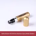 Portable 5ml matte gold perfume atomizer bottle with bottom-fill refillable pump system - 5ml / Matte Gold