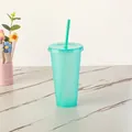 Bicchiere glitterato verde menta da 710 ml con cannuccia per bibite fresche e tè - 24OZ/710ML / Teal Brillantini