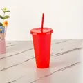 Bicchiere rosso da 710 ml in plastica glitterata con cannuccia e coperchio - 24OZ/710ML / Rosso Luccicante