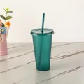 Bicchiere con cannuccia glitterata verde da 710 ml con coperchio per succhi e bibite fresche - 24OZ/710ML / Verde Scuro Brillantini