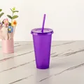 Bicchiere in plastica viola glitterata da 710 ml con cannuccia e coperchio - 24OZ/710ML / Glitter Viola