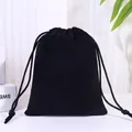 Premium large black velvet drawstring storage bag for hair dryer and jewelry organization - 5*7cm / Black