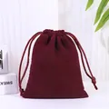 Large burgundy velvet drawstring pouch for luxury jewelry or gift packaging storage - 7*9cm / Burgundy
