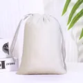Cream velvet drawstring storage bag with silky ribbons for jewelry and accessories. - 8*10cm / Off White