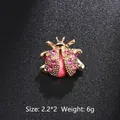 Broche coccinelle dorée mignonne avec cristaux roses pour accessoires de mode femme - Style Coccinelle Rose (XD8200 Rose)