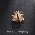 Broche élégante en forme d'abeille dorée avec détail en pierre d'ambre pour femme - Style Abeille Café (XD8200 Café)