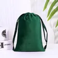 Elegant dark green velvet drawstring storage bag with silky ribbon ties for jewelry - Drawstring Bag / 8*10cm / Dark Green