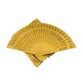 Elegant yellow carved wooden folding fan for classical weddings and gifts - Yellow