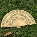 Classic elegant hollow carved wooden folding fan for weddings and bridal party gifts - Gold