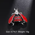 Broche abeille mignonne avec ailes rouges et strass, épingle de revers en métal pour femmes - Style Abeille/Scarabée (XD8389)