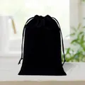 Premium large black velvet storage bag with durable drawstring for gifts and jewelry - Short Plush Drawstring Pouch / 13*18cm / Black