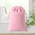 Premium soft pink velvet drawstring pouch for jewelry and accessory storage organization - 8*10cm / Pink