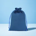 Premium soft blue velvet drawstring pouch for jewelry or accessories storage bag - 8*10cm / Dark Blue