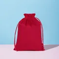 Red velvet drawstring storage bag for jewelry and small hairdryer accessories gift - 8*10cm / Red