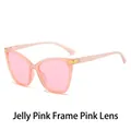 Stylish oversized cat-eye sunglasses with jelly pink frames and tinted pink lenses - Jelly Pink Frame Pink Lens