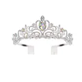 Silver bridal tiara crown with iridescent crystals and side hair combs for weddings - With Comb / AB Rainbow