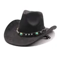 Vintage black suede cowboy hat with turquoise and rivet band detail - Black (4 Styles Of Suede) / M (56-58cm)