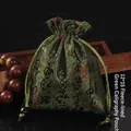 Pochette à cordon en velours vert avec calligraphie chinoise traditionnelle 12x15cm de luxe - 12x15cm Doublé de Velours / Calligraphie Verte