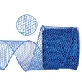 Nastro a rete glitterato blu con bordo cablato per decorazioni natalizie e pasquali - Maglia Glitterata (HH004-063-066) / 10 Iarde / Blu scuro
