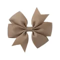 Handmade khaki grosgrain ribbon bow hair clip for baby girls hair accessories SKU - Swallowtail Bow (838) / Khaki