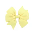 Handmade pale yellow grosgrain ribbon bow hair clip for small babies and children - Swallowtail Bow (617) / Light Yellow