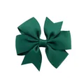 Dark green grosgrain ribbon bow hair clip for girls, handmade baby hair accessory - Swallowtail Bow (589) / Dark Green