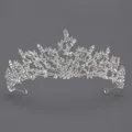 Elegant bridal tiara featuring silver vine patterns and sparkling rhinestone crystals. - Silver - Forest Vine Style (TS-J2779)