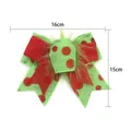 Decorative green and red polka dot Christmas bow with fur accent, measuring 16cm by 15cm - Velvet Polka Dot Bow (Style B)