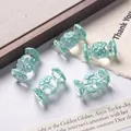 Macro view of candy-shaped mint green transparent beads for DIY jewelry and crafts - Price per Piece / Mint Green + Small Flower