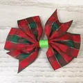 Red and green plaid Christmas hair bow for girls, festive ribbon hair clip accessory - Red and Green Plaid Style(20)