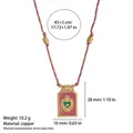 Colored rope necklace with heart tarot pendant showing 10.2g weight and copper material. - Pink Necklace (With Beads)