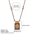 Colorful rope necklace with golden heart tarot pendant, detailed measurements and weight. - Purple Necklace (With Beads)