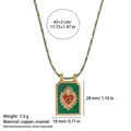 Handmade colorful cord necklace featuring a sacred heart tarot pendant in green enamel - Green Necklace (Without Beads)