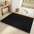 Black high-density chenille bath mat with an anti-slip bottom for bathroom and home use - 40*60cm / Tufted Chenille-Black