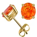 Elegantes pendientes de ópalo de fuego naranja de 6mm con montura de cobre dorada - Ópalo Naranja Garra Dorada (E-0233-6-G)