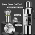 2000ml large capacity stainless steel vacuum insulated bottle in original steel color - 2000ml / Long Tea Filter + Carrying Rope / Steel Color