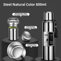 800ml silver stainless steel vacuum flask with tea infuser for outdoor travel and sports - 800ML / Long Tea Filter + Carrying Rope / Steel Color