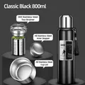 800ml classic black vacuum insulated stainless steel water bottle with tea infuser - 800ML / Long Tea Filter + Carrying Rope / Black