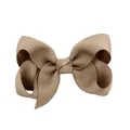 Classic beige grosgrain ribbon bow hair clip for children with duckbill clip design - 20 Pieces Set / Beige