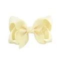 Elegant cream-colored grosgrain ribbon bow hair clip with alligator clip for girls - 20 Pieces Set / Light Yellow