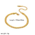 Premium gold-tone stainless steel herringbone flat snake chain bracelet with extender - Wide Snake Chain (TB5265)