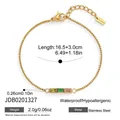 Bracciale in acciaio inossidabile dorato con pietre quadrate colorate e catena regolabile. - Stile Bracciale con Strass a Tre Colori Rettangolare (JDB0201327)