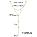 Collar de doble capa de corazón de oro con cadena ajustable y borla para mujeres - Collar de Corazón con Borla de Doble Capa (H1079) / 37+5cm / 42+5cm / Dorado