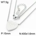 Collana con pendente a cuore 11:11 in acciaio al titanio argento con catena regolabile - KN286317-KLX