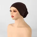Berretto hijab in cotone mercerizzato marrone per donna, design a doppio strato morbido - Caffè / 26*21