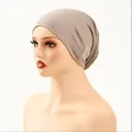 Comfortable taupe mercerized cotton double-layer flat-top turban cap for women's wear. - 26*21 / 4#Light Khaki