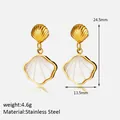 Ozean-Muschel-Ohrringe aus 18 Karat vergoldetem Edelstahl mit weißen Muschel-Inlays - Gold (CH1113)
