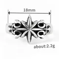 Retro Thai silver style men's ring with star pattern, 18mm width and 2.2g total weight - Adjustable Open / Eight-Pointed Star